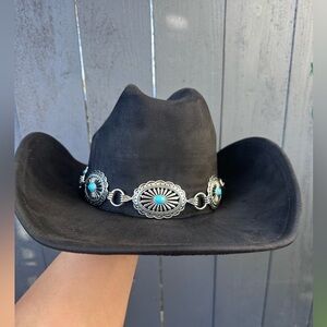 🆕 Black Cowboy Hat with Silver Accents